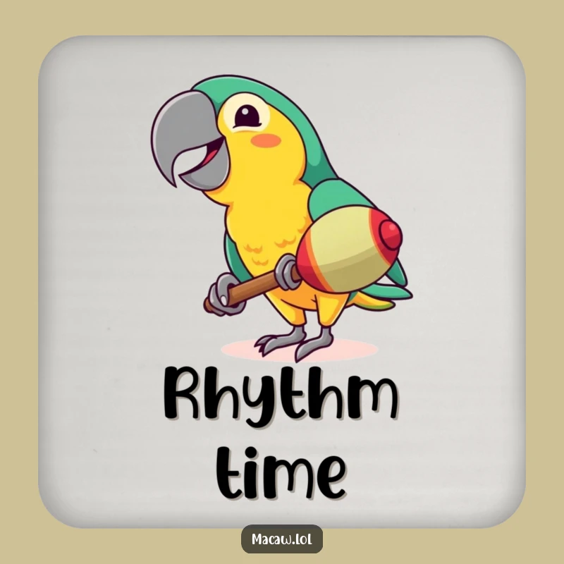 Funny Macaw Maraca Drink Coaster - Hilarious Tropical Bird Bar Accessory Gift