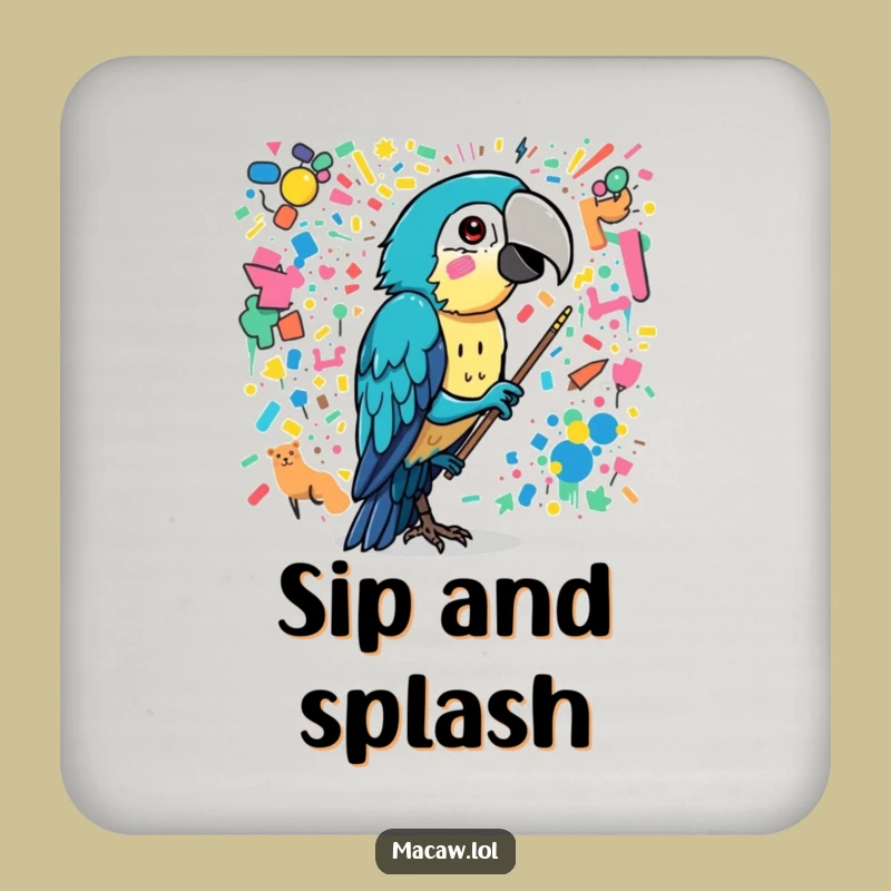 Funny Macaw Artist Coaster - Chaotic Mural Table Protector