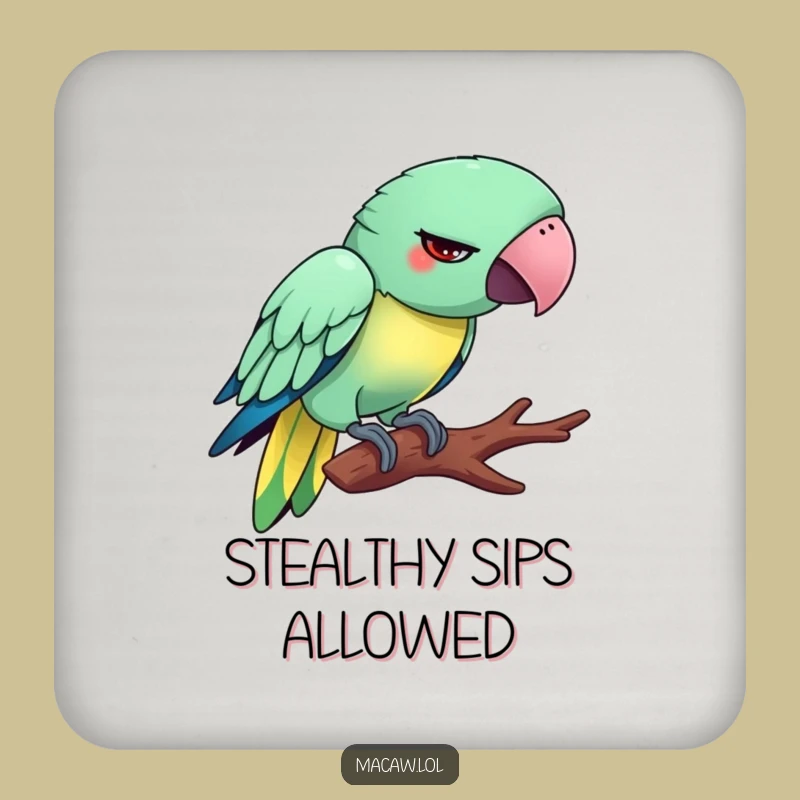 Funny Tiptoeing Macaw Coaster: Protect Surfaces with Silly Bird Humor