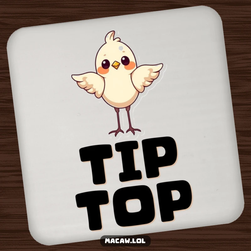 Funny Bird Coaster: A proud bird balancing on its head with wings spread, offering humorous protection for your tables.