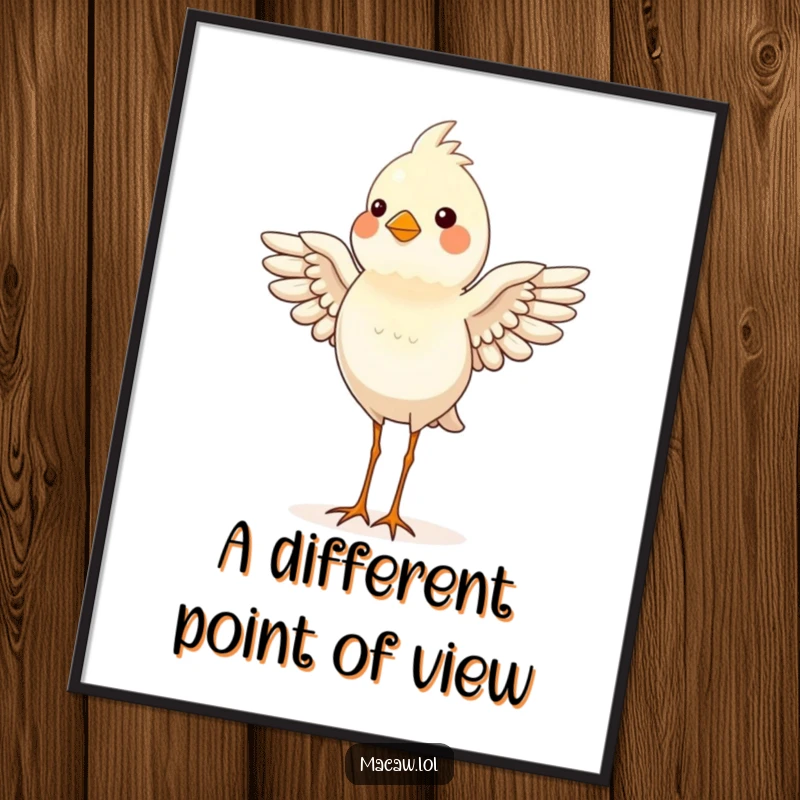 Funny bird proudly balanced on its head, wings flaring, showcasing an impressive and humorous feat.