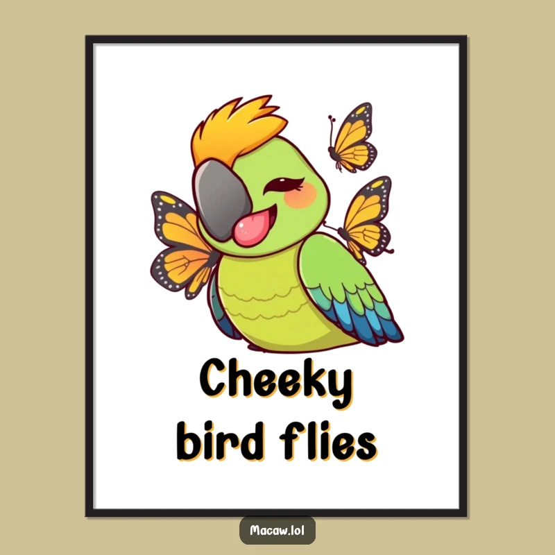 Funny Cheeky Macaw Tongue Out Poster - Playful Bird Art for Walls