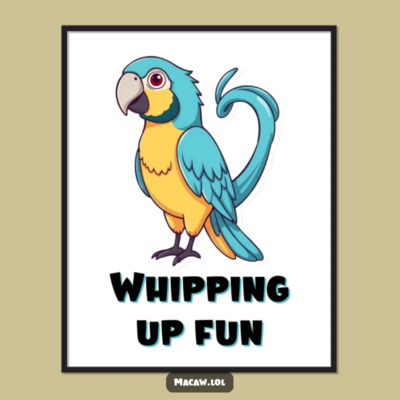 Funny Curly Tail Macaw Poster: Playful Bird Art for Your Walls