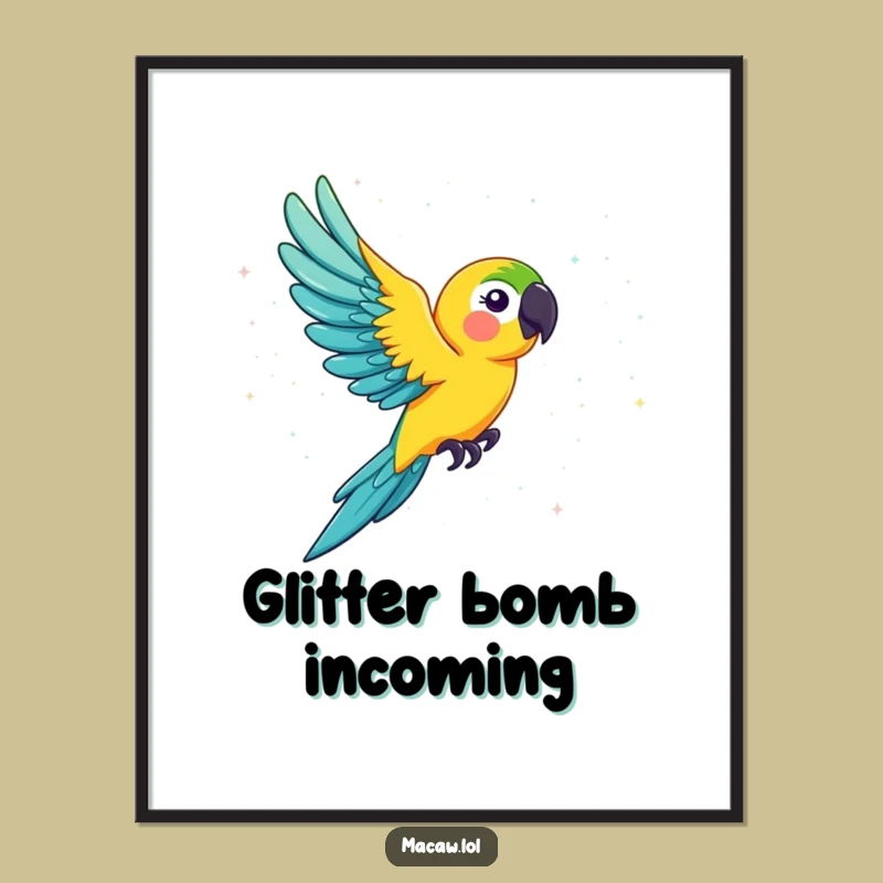 Funny Macaw Glitter Poster: Bring Hilarious Sparkle to Your Walls