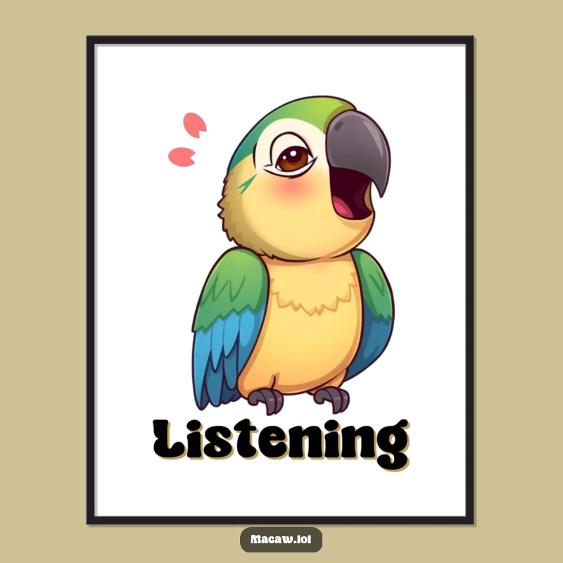 Funny Macaw Poster: Curious Mimic Bird Art - Quirky Gift!
