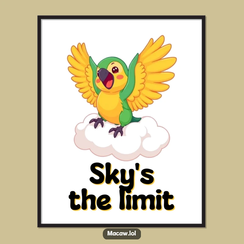 Funny Macaw Cloud Poster: Whimsical Bird Art for a Touch of Magic