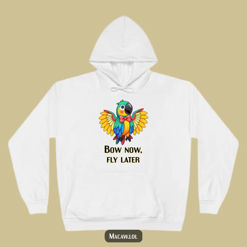 Funny Macaw Hoodie: Comfy and Warm, Featuring a Flamboyant Bowing Bird
