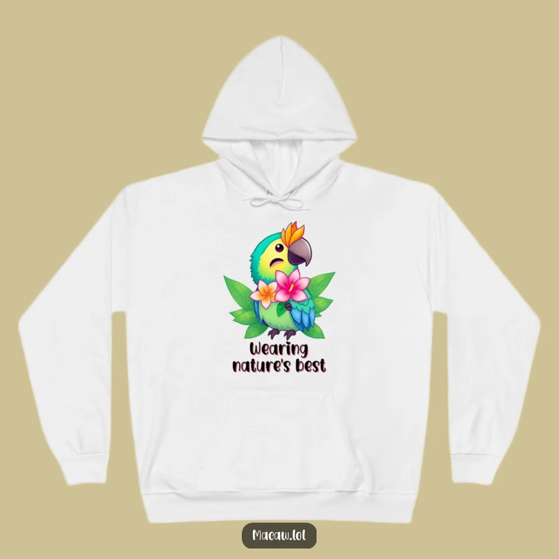 Cozy Funny Macaw Flower Hoodie - Tropical Bird Gift, Warm & Beautiful