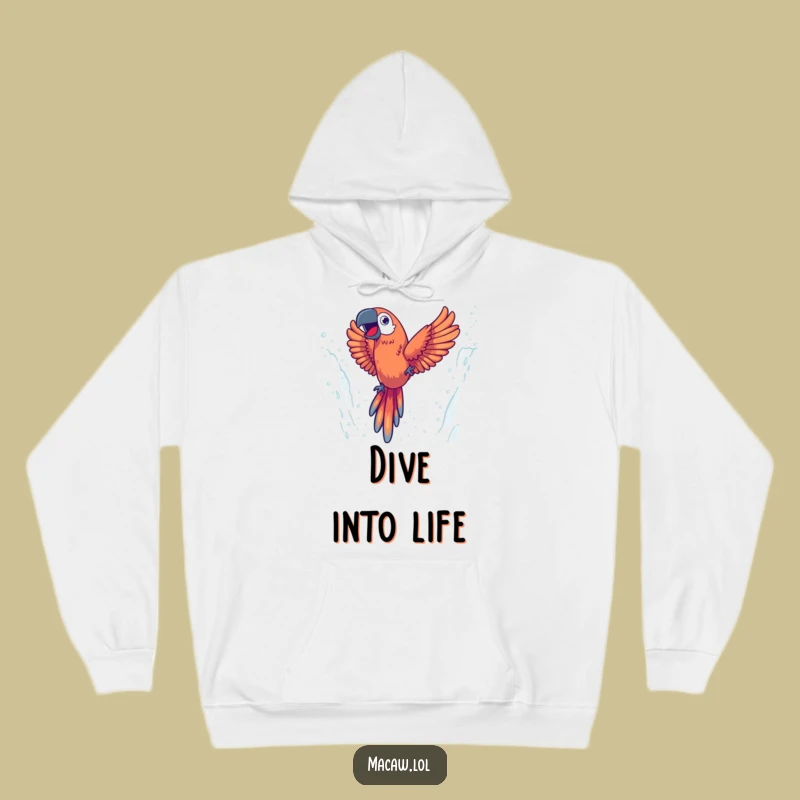 Cozy Funny Energetic Macaw Hoodie, Dive into Warmth and Adventure