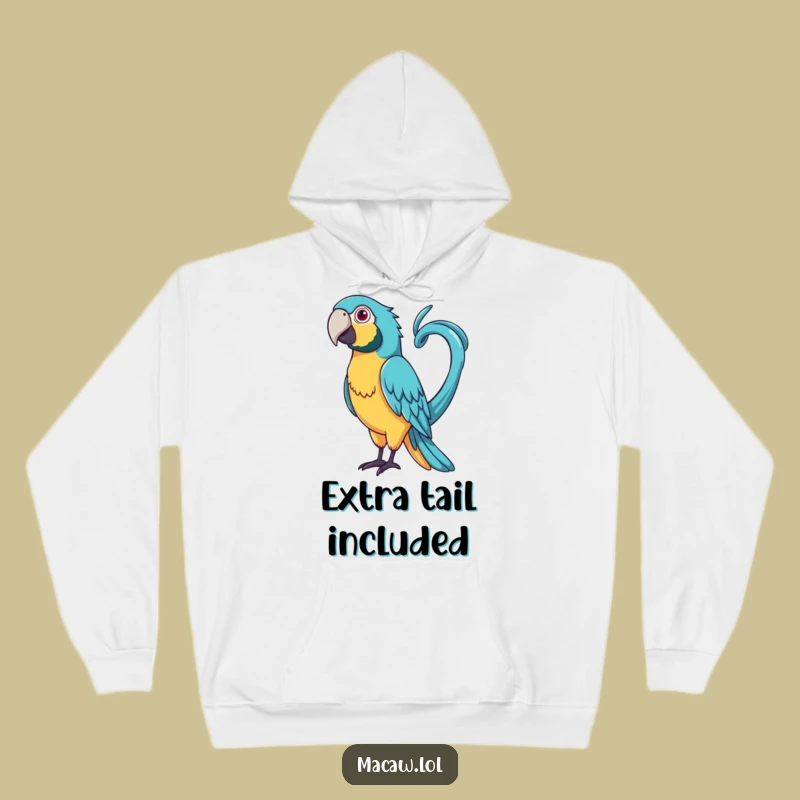 Funny Curly Tail Macaw Hoodie: Cozy Fun with a Playful Bird