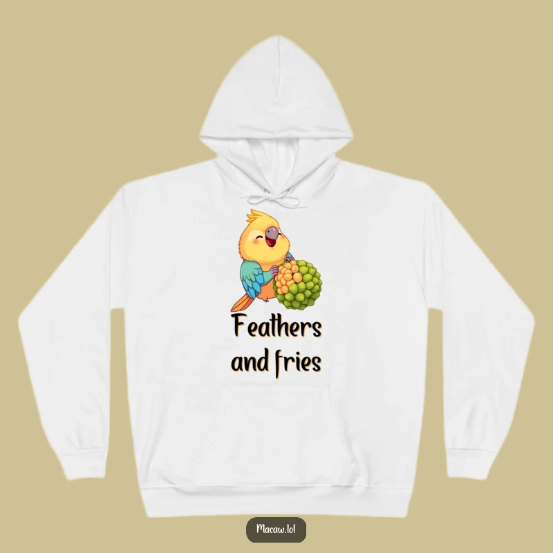 Funny Chubby Macaw Hoodie: Cozy Up with a Happy Bird and Its Giant Seed - Great Gift!