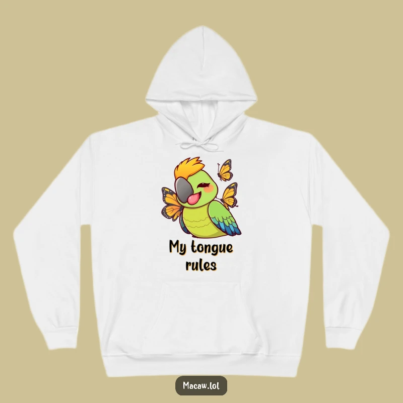 Funny Cheeky Macaw Tongue Out Hoodie - Cozy Playful Bird Comfort