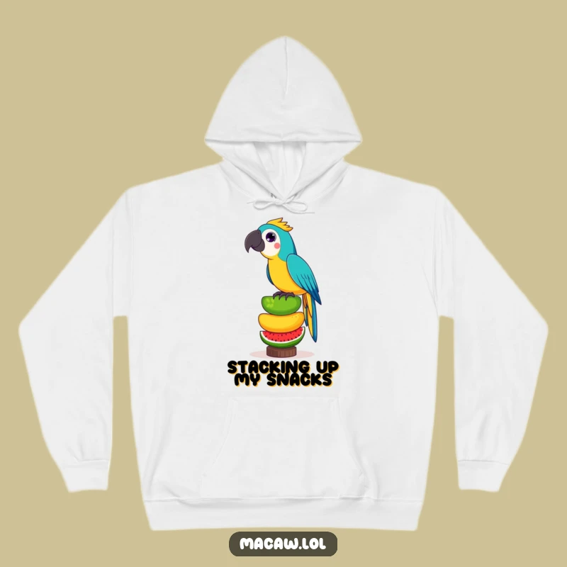 Funny Fruit Acrobat Macaw Hoodie: Cozy, Playful Stunt Bird Gift