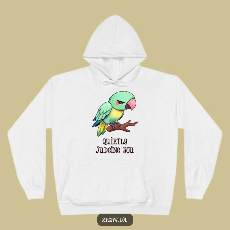 Funny Tiptoeing Macaw Hoodie: Cozy Humor with a Silly Bird Design