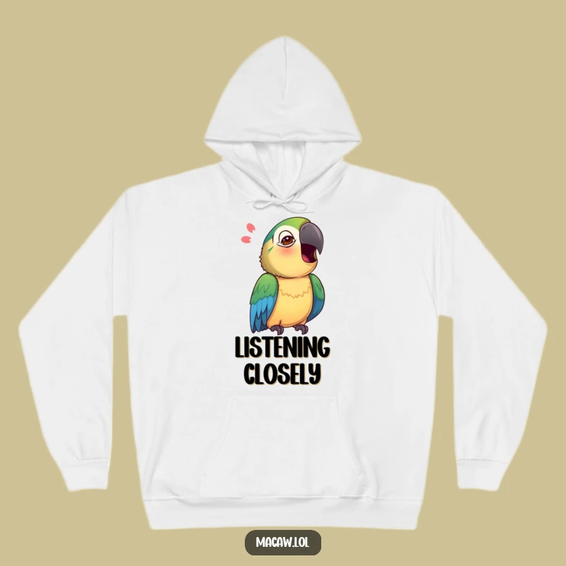 Cozy Funny Macaw Hoodie: Curious Mimic Bird - Quirky Gift!
