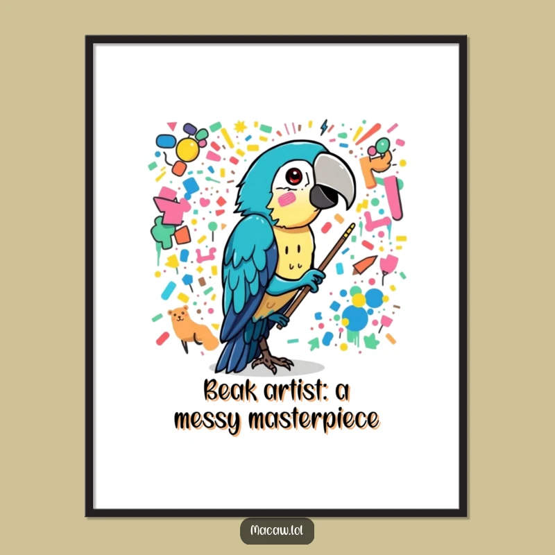 Free Printable Wall Art: Funny Macaw Art Chaos Poster Downloadable Home Decor