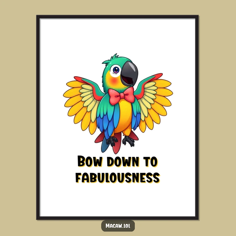 Free Printable Wall Art: Flamboyant Macaw Bow, Funny Downloadable Decor for Your Home