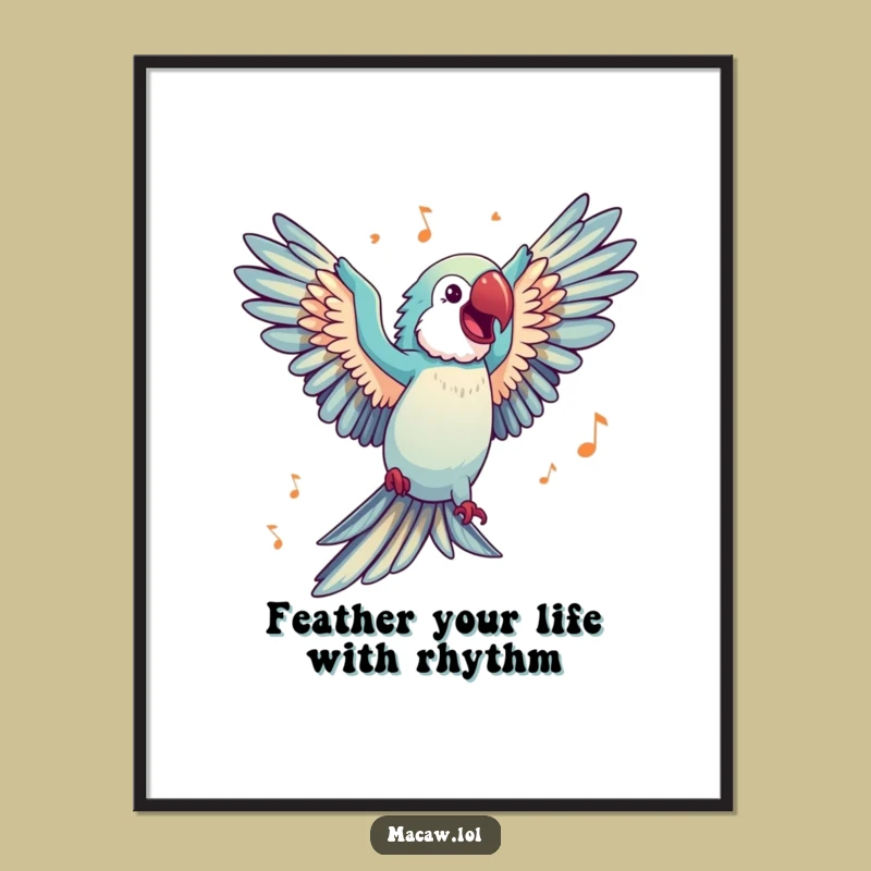 Free Printable Wall Art: Dancing Macaw, Lively Funny Downloadable Decor