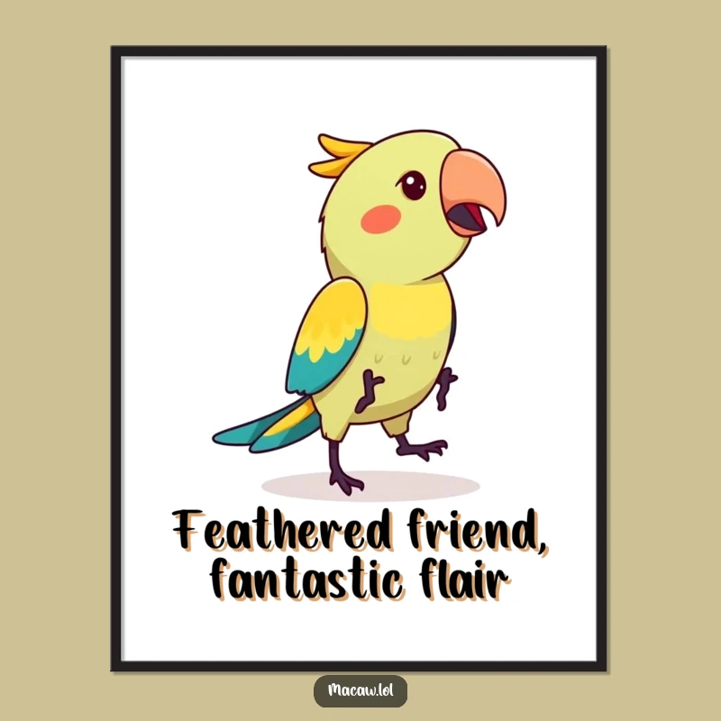 Free Printable Kawaii Macaw Wall Art: Silly Hop Dance Downloadable Decor for a Cheerful Home