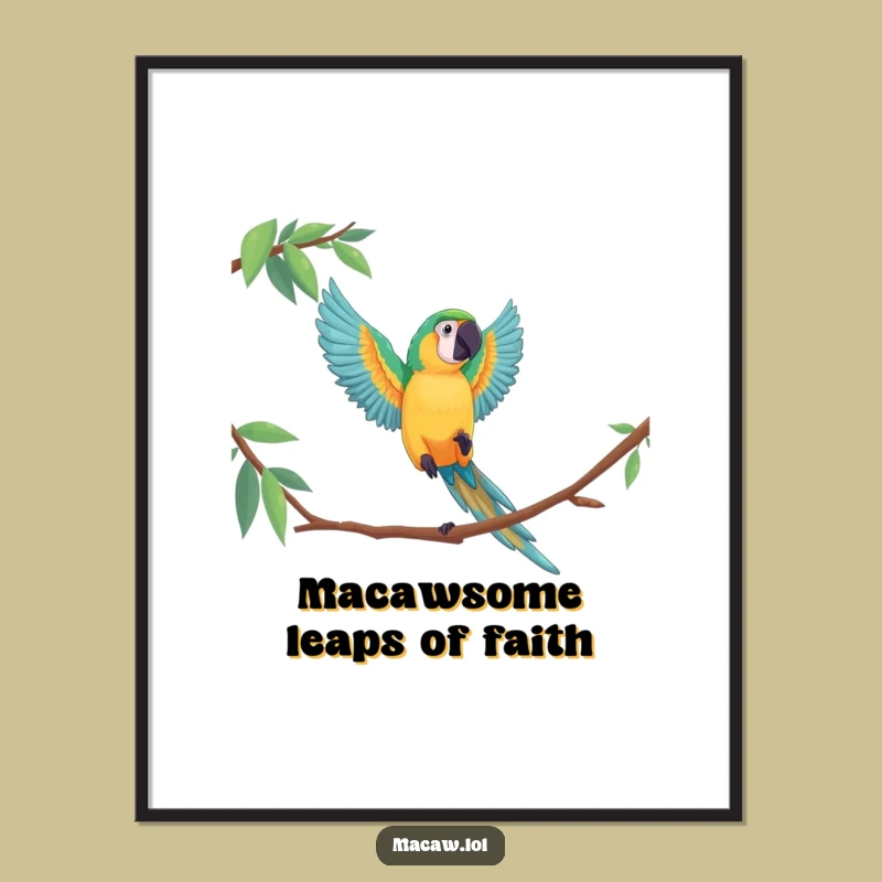 Free Printable Funny Macaw Wall Art: Dramatic Leap Downloadable Art for Home Decor