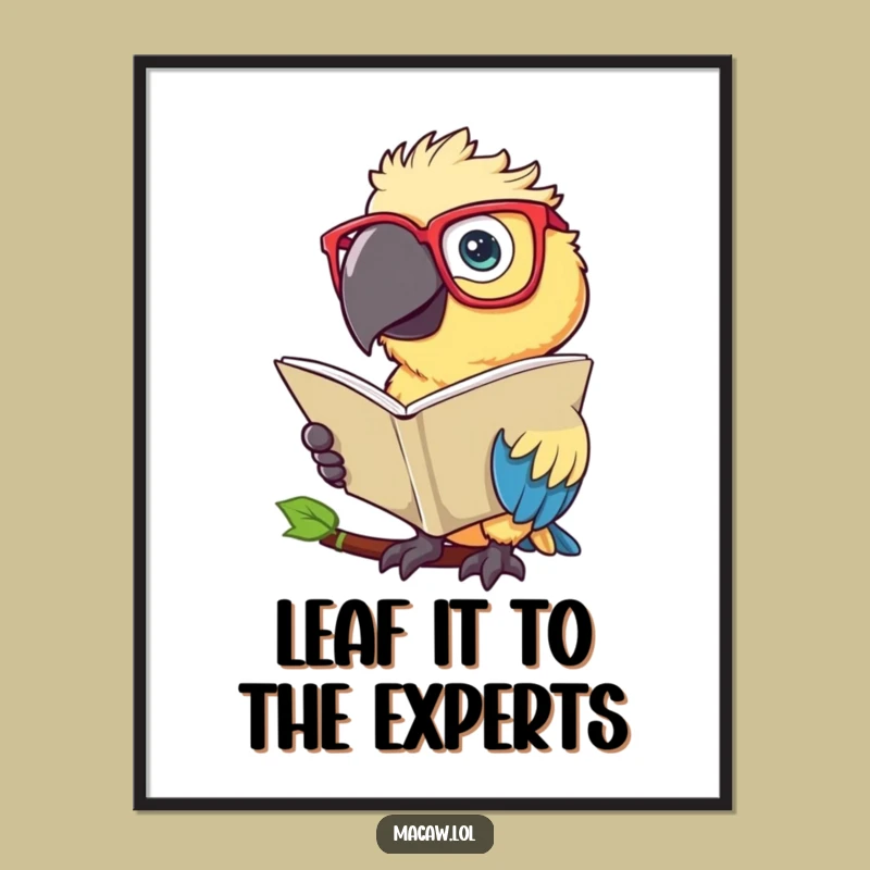 Free Printable Macaw Wall Art: Funny Reading Bird Downloadable Decor