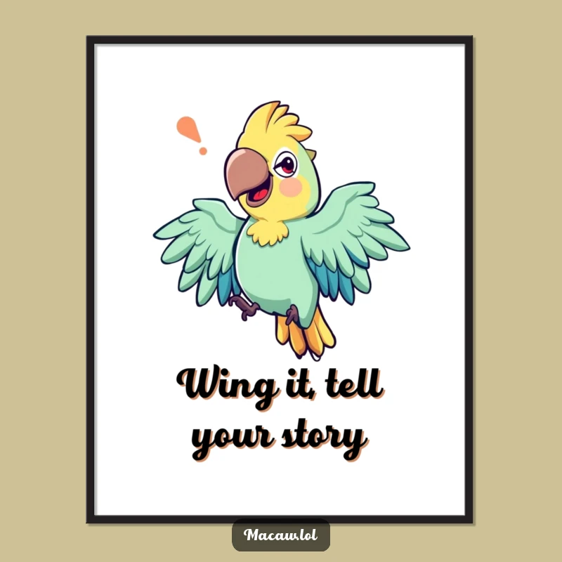 Free Printable Storytelling Macaw Wall Art: Animated Wings Downloadable Decor