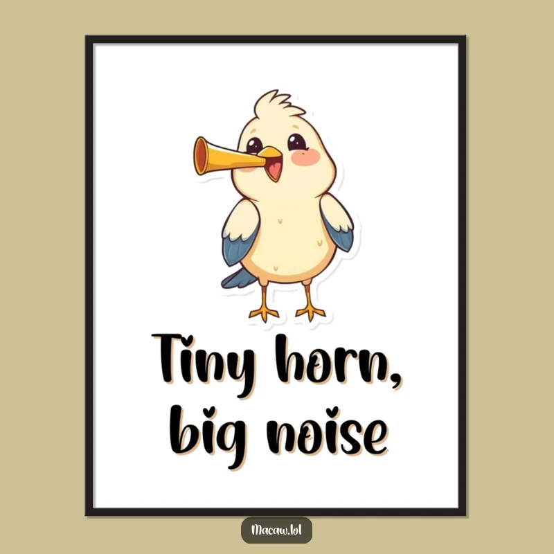 Free Printable Wall Art: Funny Bird Horn Joy Poster Downloadable Home Decor