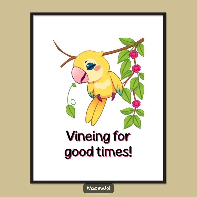 Free Printable Wall Art: Playful Macaw Vine Tug Funny Downloadable Decor