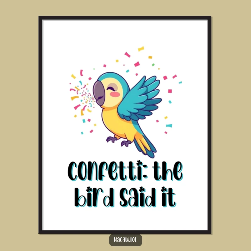 Funny Free Printable Confetti Macaw Wall Art - Quirky Downloadable Home Decor