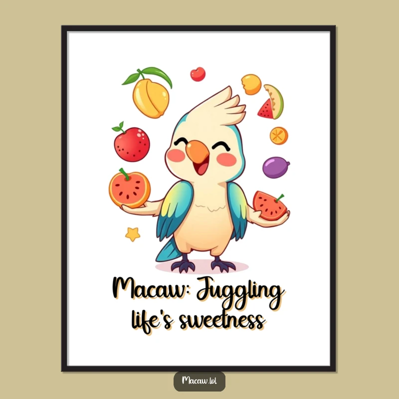 Funny Free Printable Wall Art: Juggling Macaw Mischief, Downloadable Decor!
