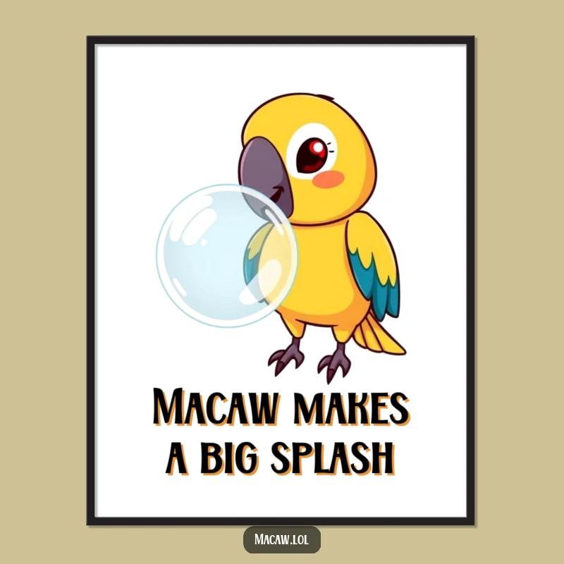 Free Printable Wall Art: Determined Macaw Bubble Art, Funny Bird Decor