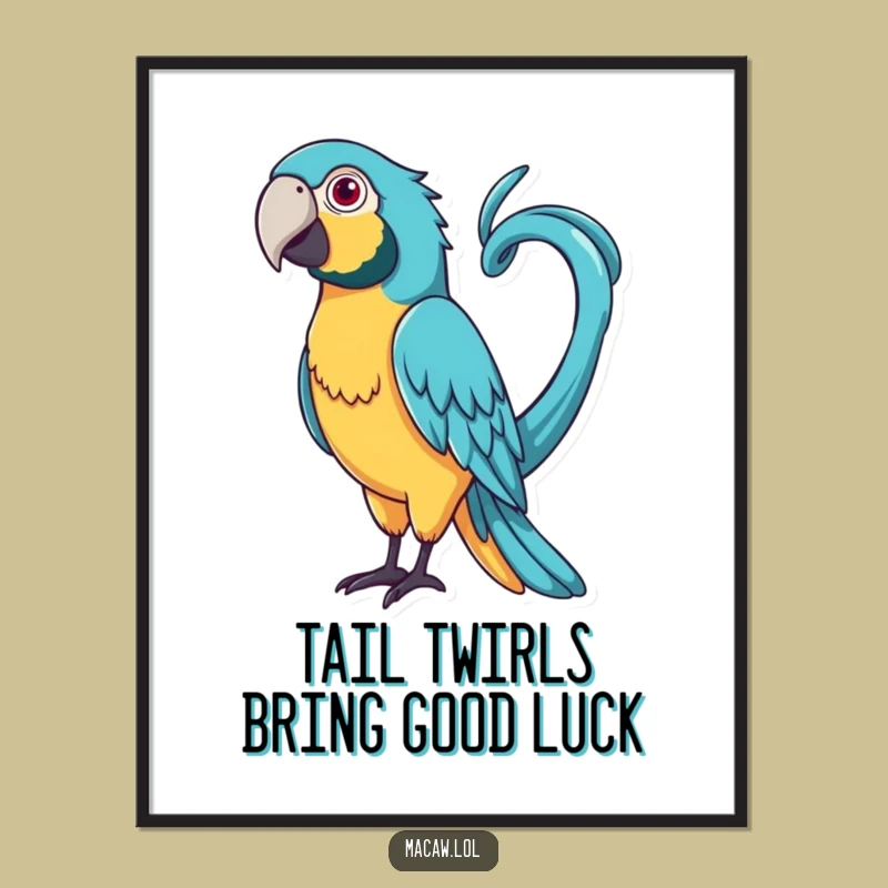 Free Printable Wall Art: Funny Curly Tail Macaw Downloadable Decor