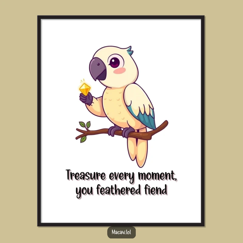 Funny Free Printable Wall Art: Treasure Macaw - Downloadable Decor