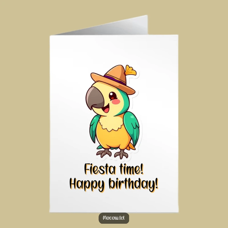 Free Printable Birthday Card: Sombrero Macaw, Festive Downloadable Gift