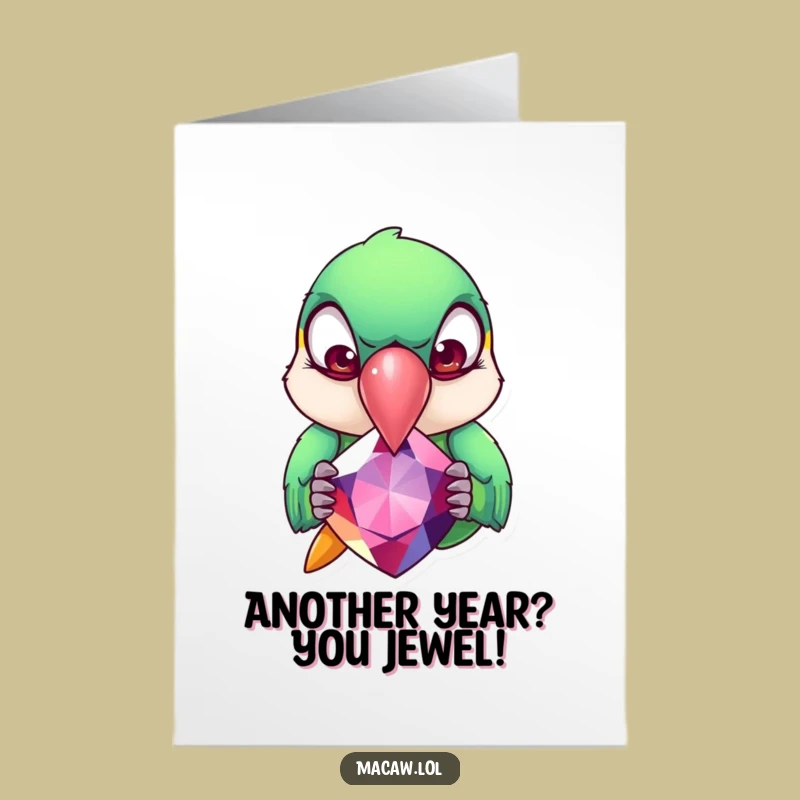 Free Printable Birthday Card: Stressed Macaw & Gem, Funny Downloadable Gift Idea!