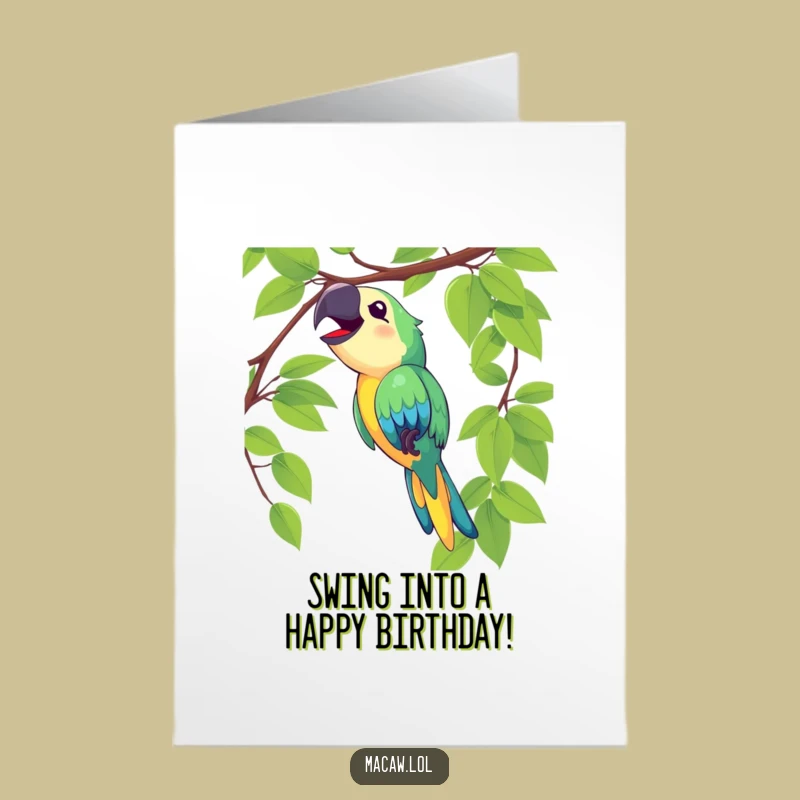 Free Printable Macaw Birthday Card: Swinging into Fun, Loudly Singing Downloadable Gift