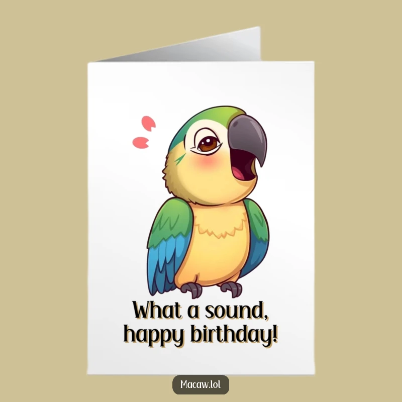 Curious Macaw Birthday Card Free Printable: Sound Mimic - Funny Downloadable Greeting
