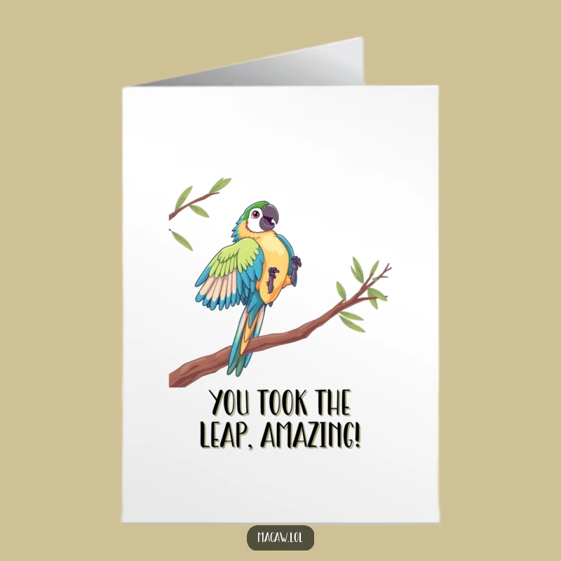 Free Printable Congrats Card: Daring Macaw Leap for a Thrilling Downloadable Gift