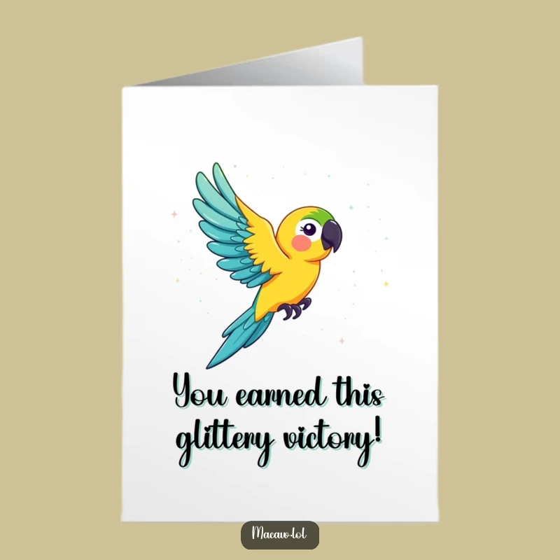 Free Printable Congrats Card: Dazzling Macaw Glitter Burst, Perfect Downloadable Gift