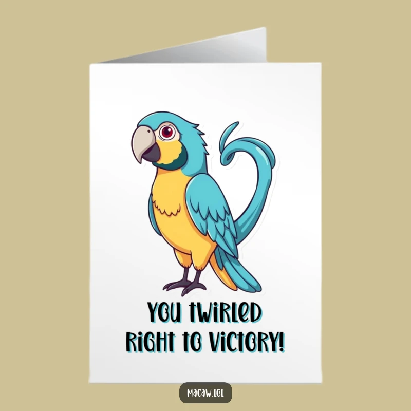 Free Printable Congrats Card: Funny Curly Tail Macaw Gift