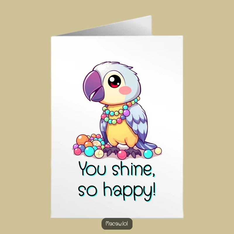 Free Printable Congrats Card: Kawaii Macaw, Beaded Downloadable Greeting