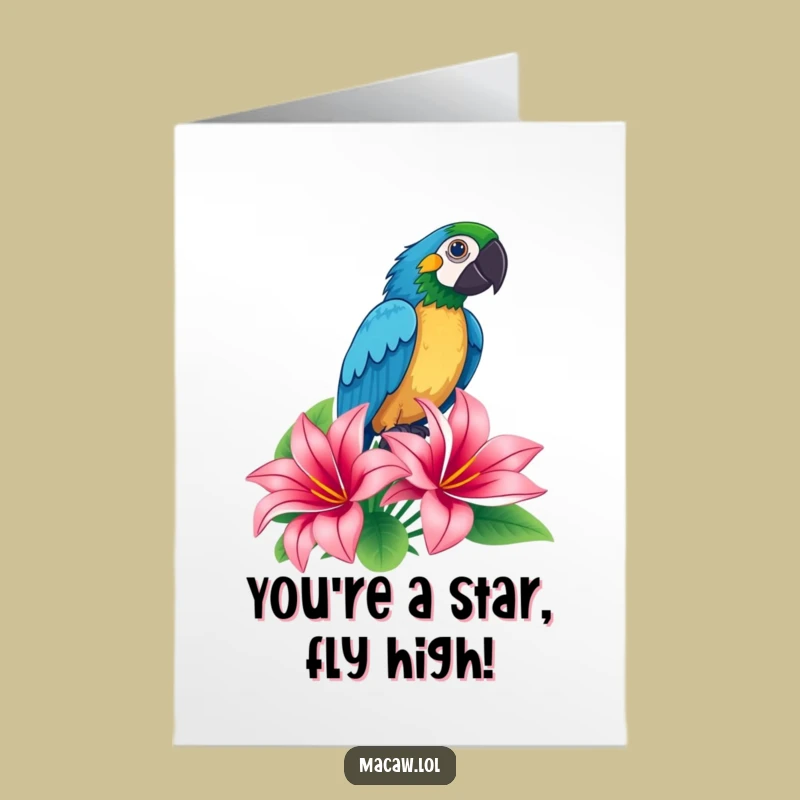 Free Printable Funny Macaw Congrats Card: Proud Bird Downloadable