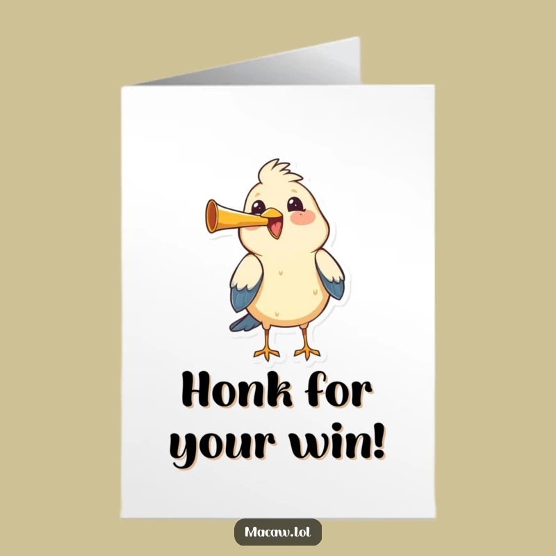 Free Printable Congrats Card: Funny Bird Horn Celebration Downloadable Gift
