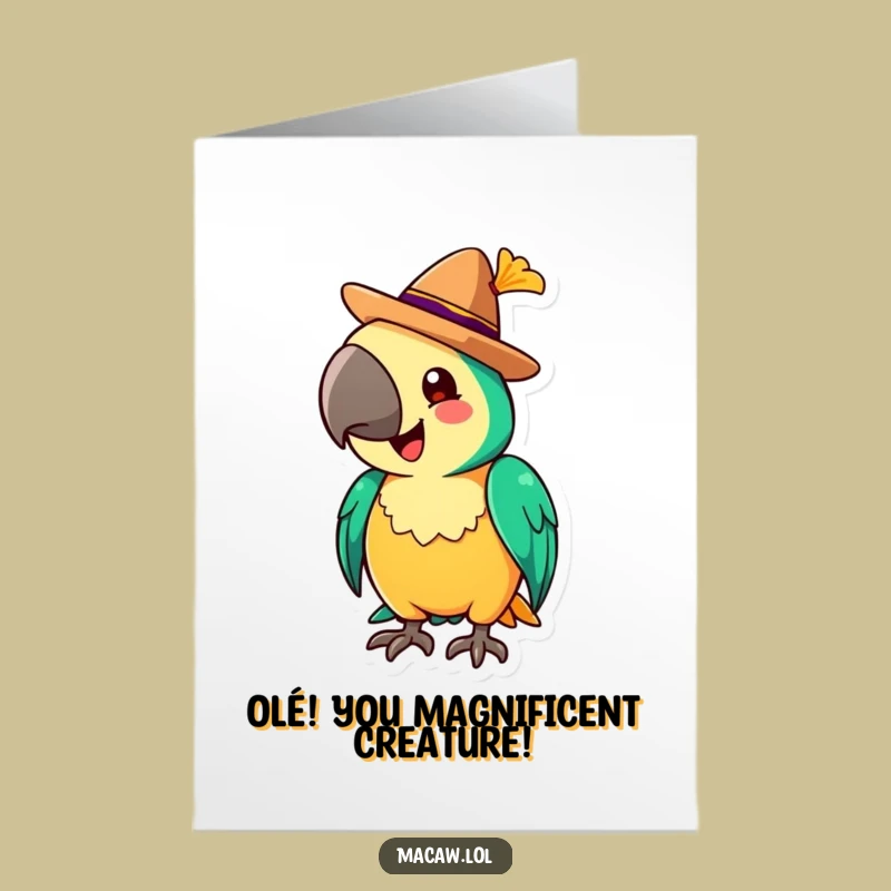 Free Printable Congrats Card: Sombrero Macaw, Fiesta Downloadable Greeting