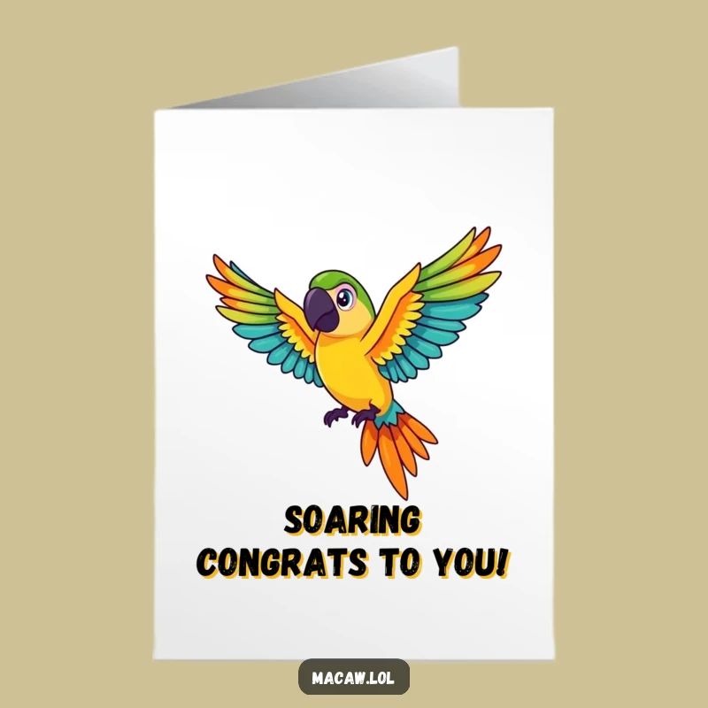 Free Printable Congrats Macaw Card: Colourful Flight, Funny Downloadable Gift