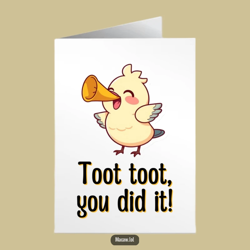 Free Printable Congrats Card: Joyful Bird Honking Horn for a Humorous Downloadable Gift