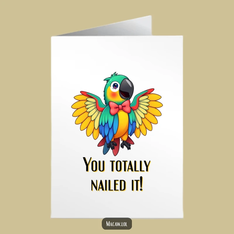 Free Printable Congratulations Card: Macaw's Flamboyant Bow for Joyful Celebrations