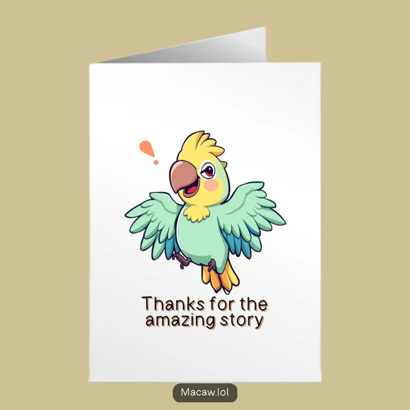 Free Printable Macaw Thank You Card: Storytelling Wings Funny Downloadable