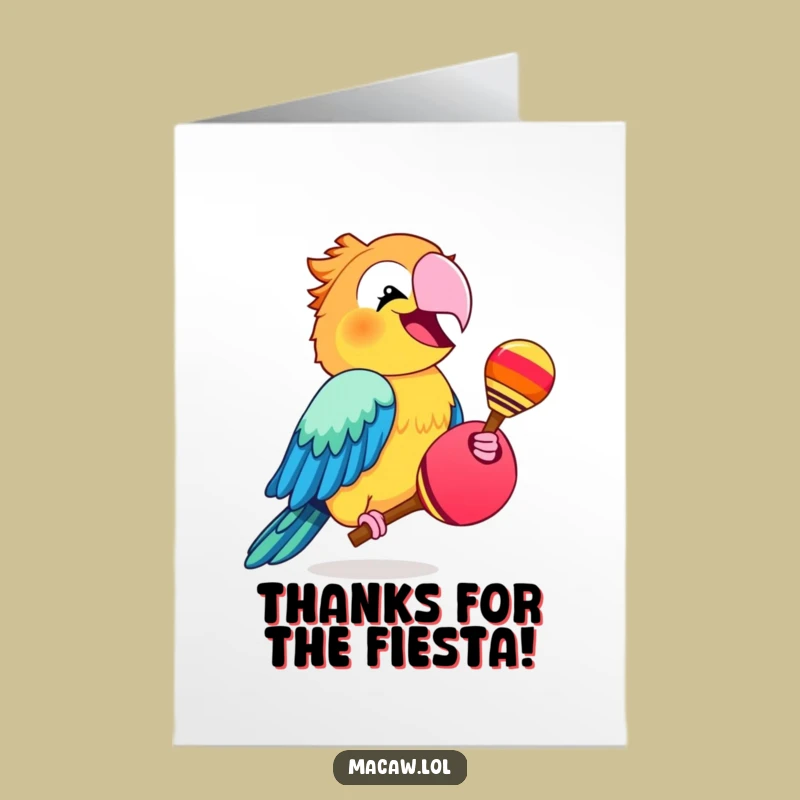 Free Printable Thank You Card: Funny Macaw Maraca Thanks Greeting Downloadable Gift