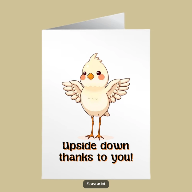 Free Printable Thank You Card: Funny Proud Bird Headstand Thanks Greeting Downloadable Gift